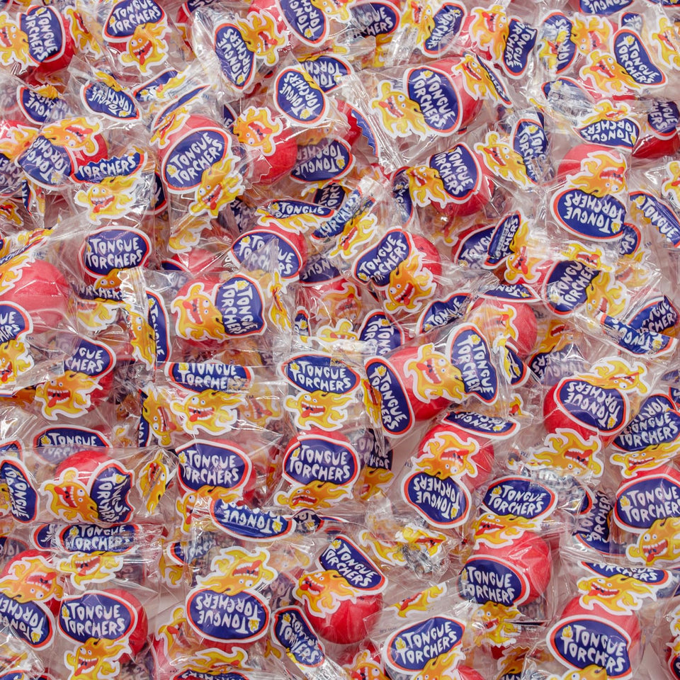 Donty-Tonty Fireball Candy bulk bag closeup highlighting bold cinnamon flavor.