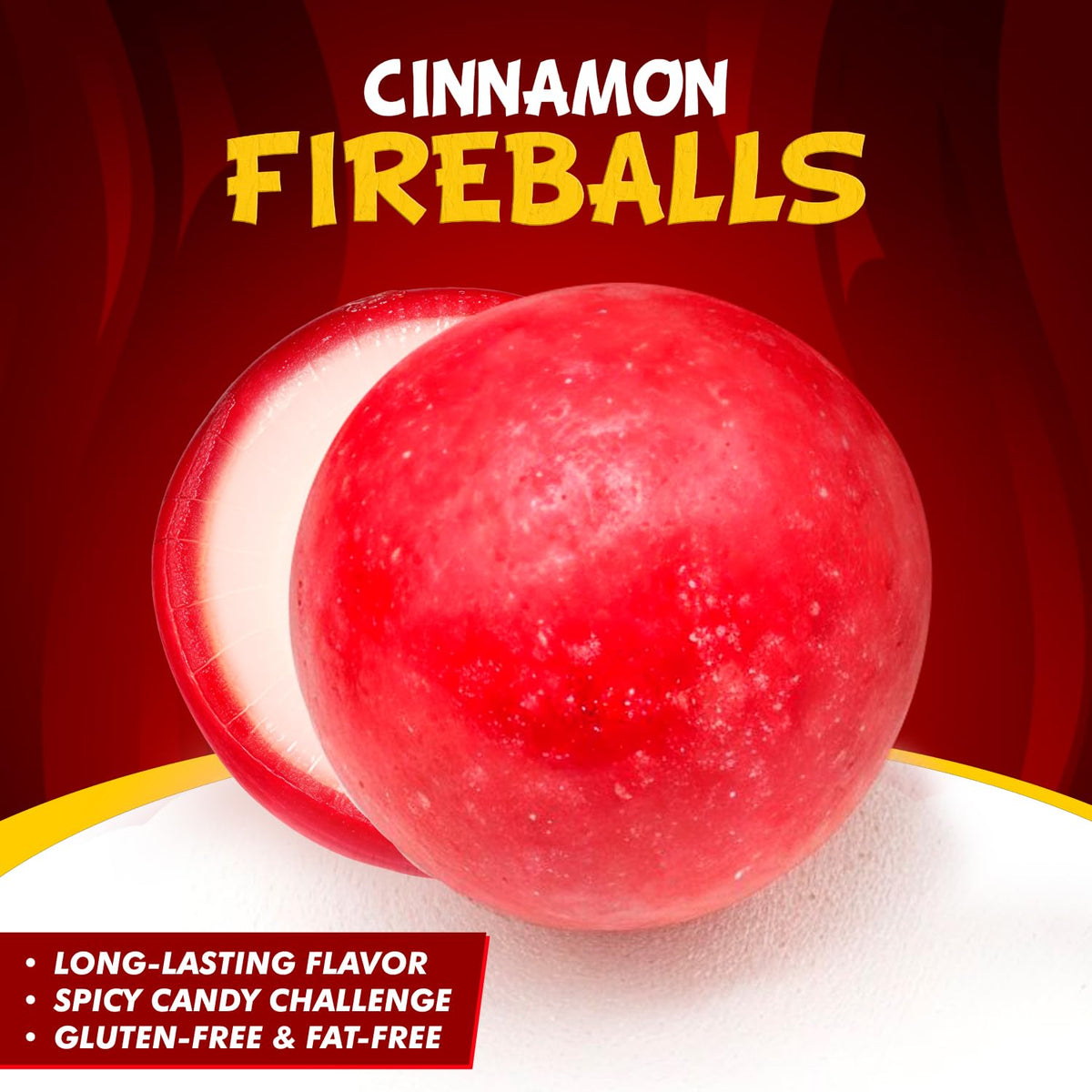 Donty-Tonty Fireball Candy hard glossy shell close-up, delivering a crisp crunch in each bite.
