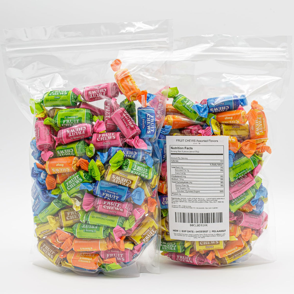 Donty-Tonty Fruit Chews assorted flavors for varied tastings.