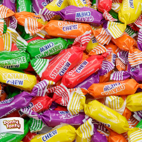 Donty-Tonty Fruit Chews bag front, colorful assortment for on-the-go snacking.