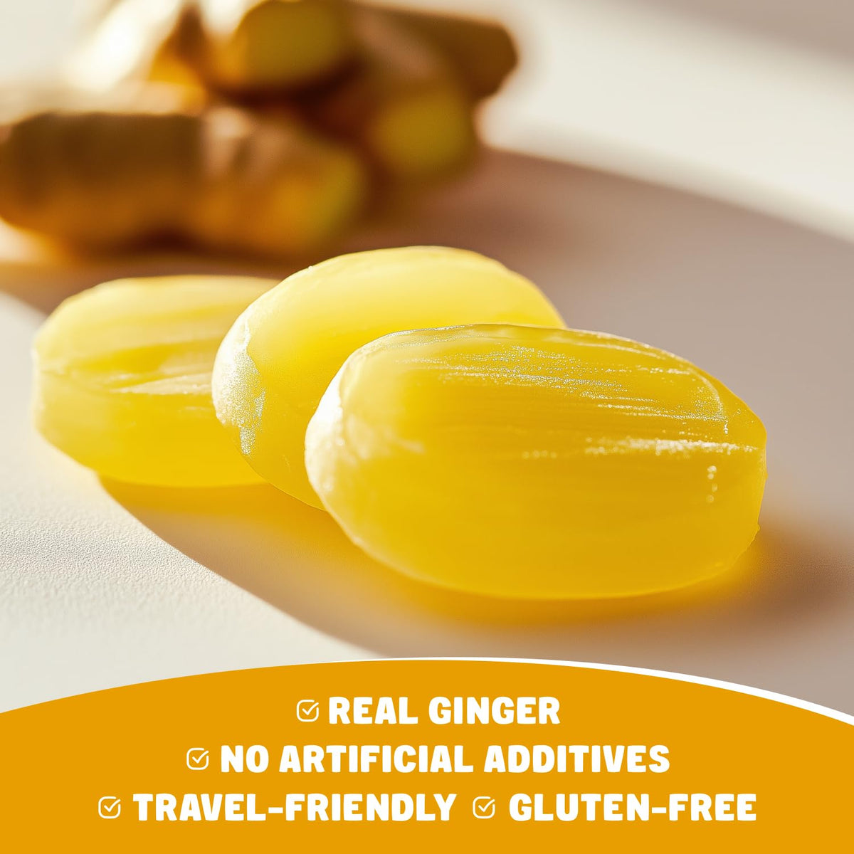 Donty-Tonty Ginger Candy with individual wrappers is convenient for gatherings and travel.