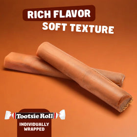 Donty-Tonty Juniors Long Taffy closeup, rich chocolate caramel flavor in chewy bites.