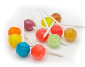 Donty-Tonty sour apple lollipops in bulk bag with tangy flavor