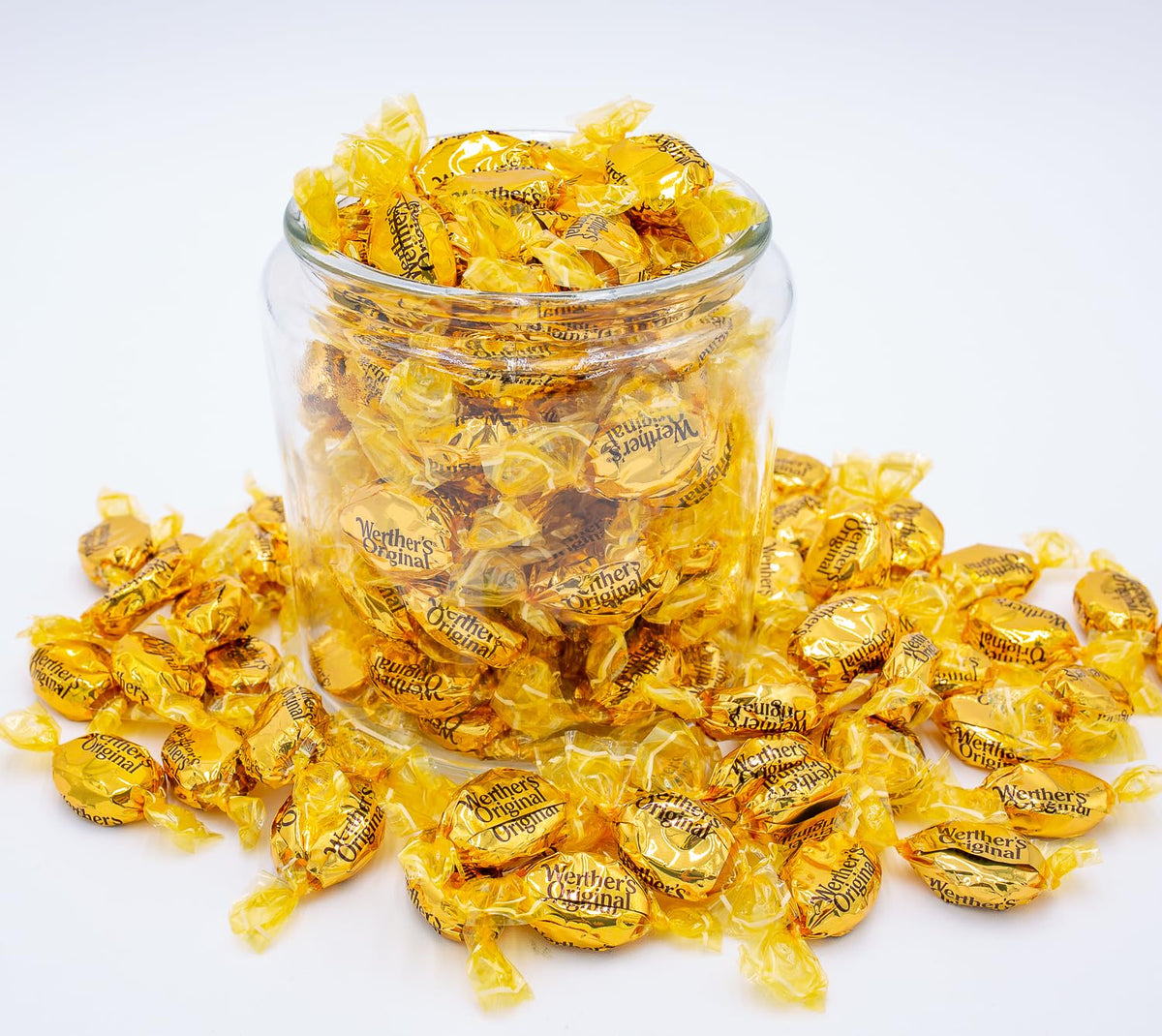 Donty-Tonty ORIGINAL hard candy caramel swirl closeup emphasizes smooth texture and melt-in-mouth moment.