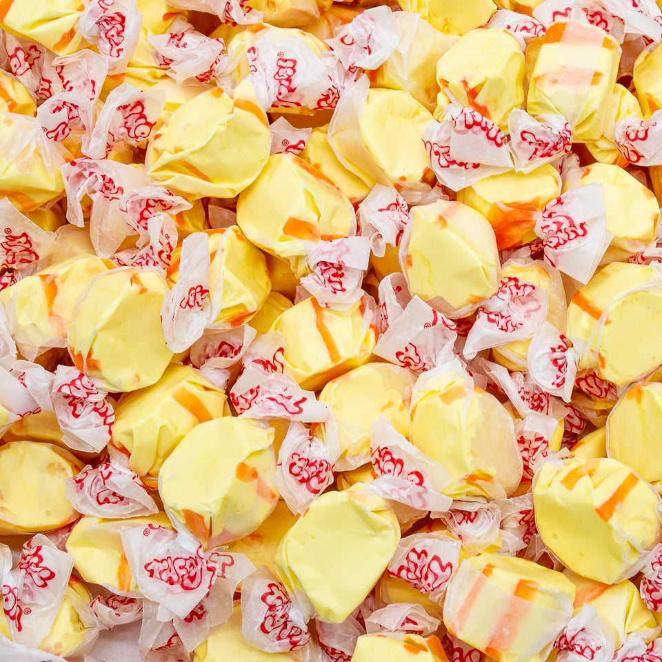 Donty-Tonty banana salt water taffy packaging shows soft, chewy texture ideal for sharing.