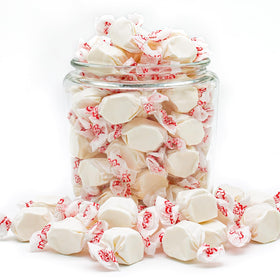 Donty-Tonty Vanilla Salt Water Taffy retro appearance evokes classic candy charm.
