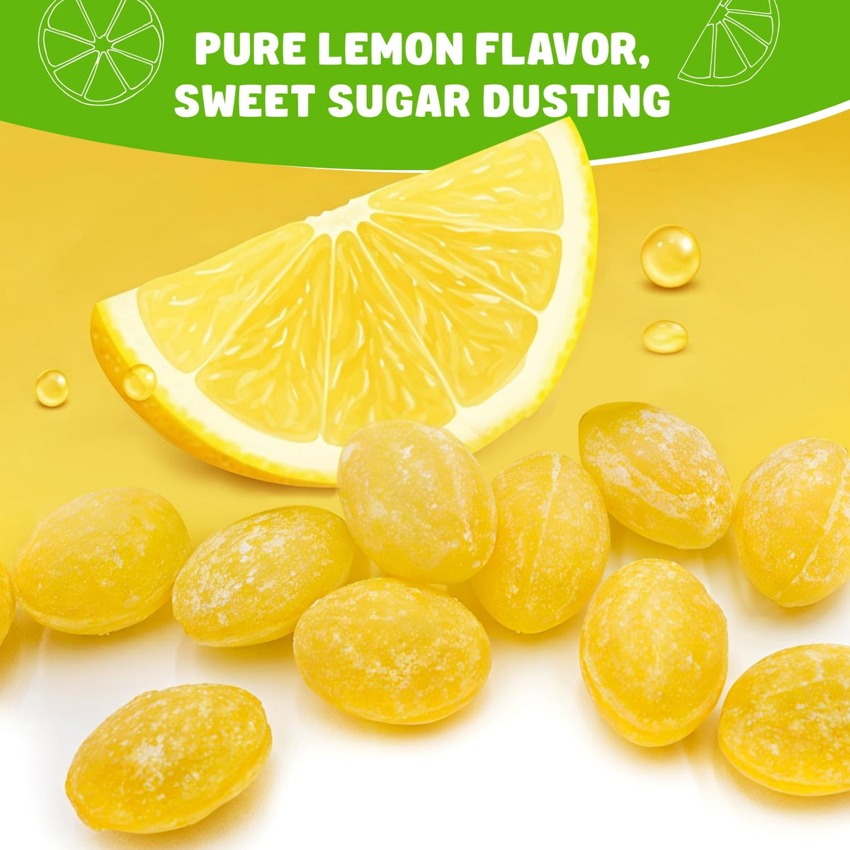 Donty-Tonty Sanded Lemon Drops texture closeup with sandy sugar detail for flavor appreciation.