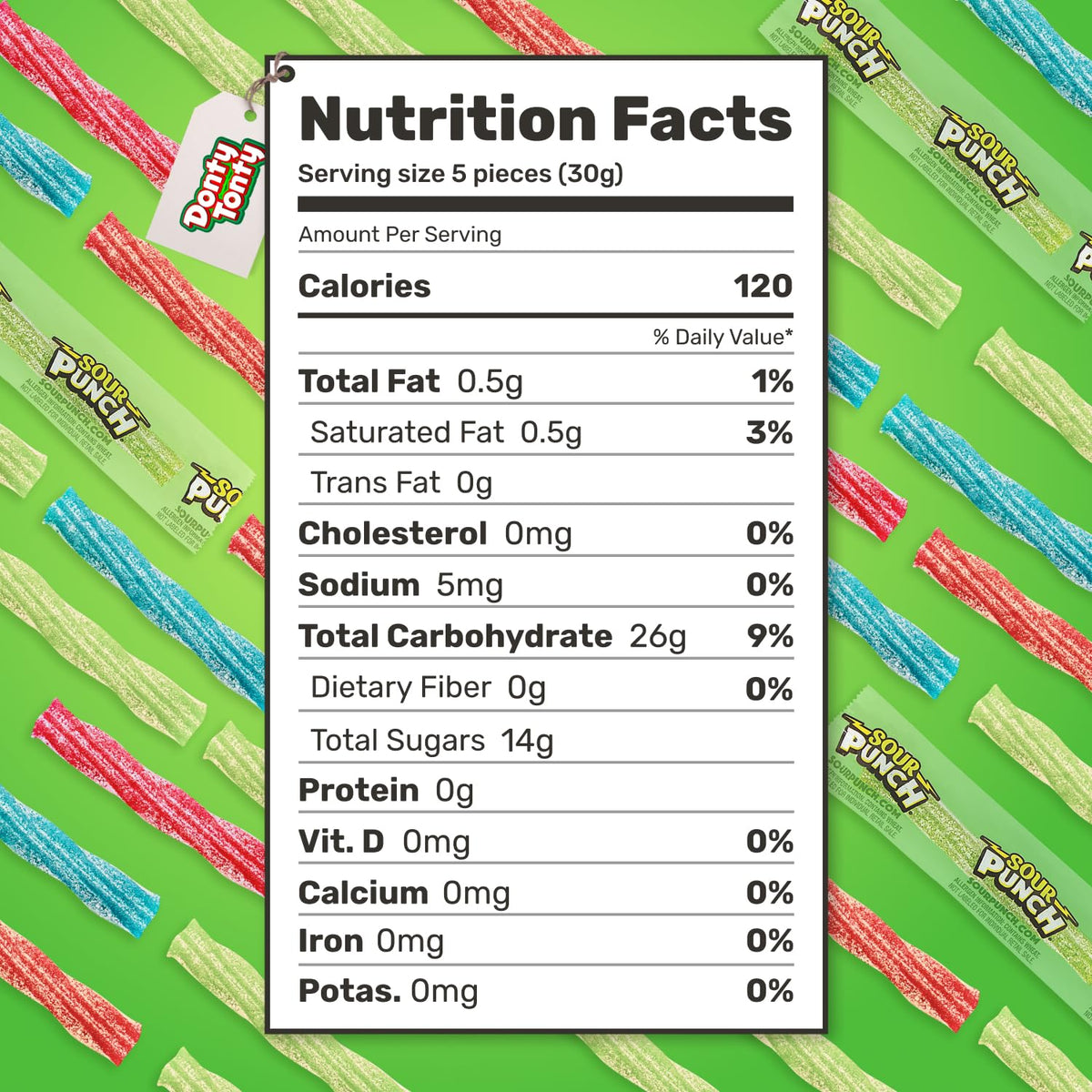 Donty-Tonty Sour Punch Twists Kosher and Halal certified for inclusive snacking.