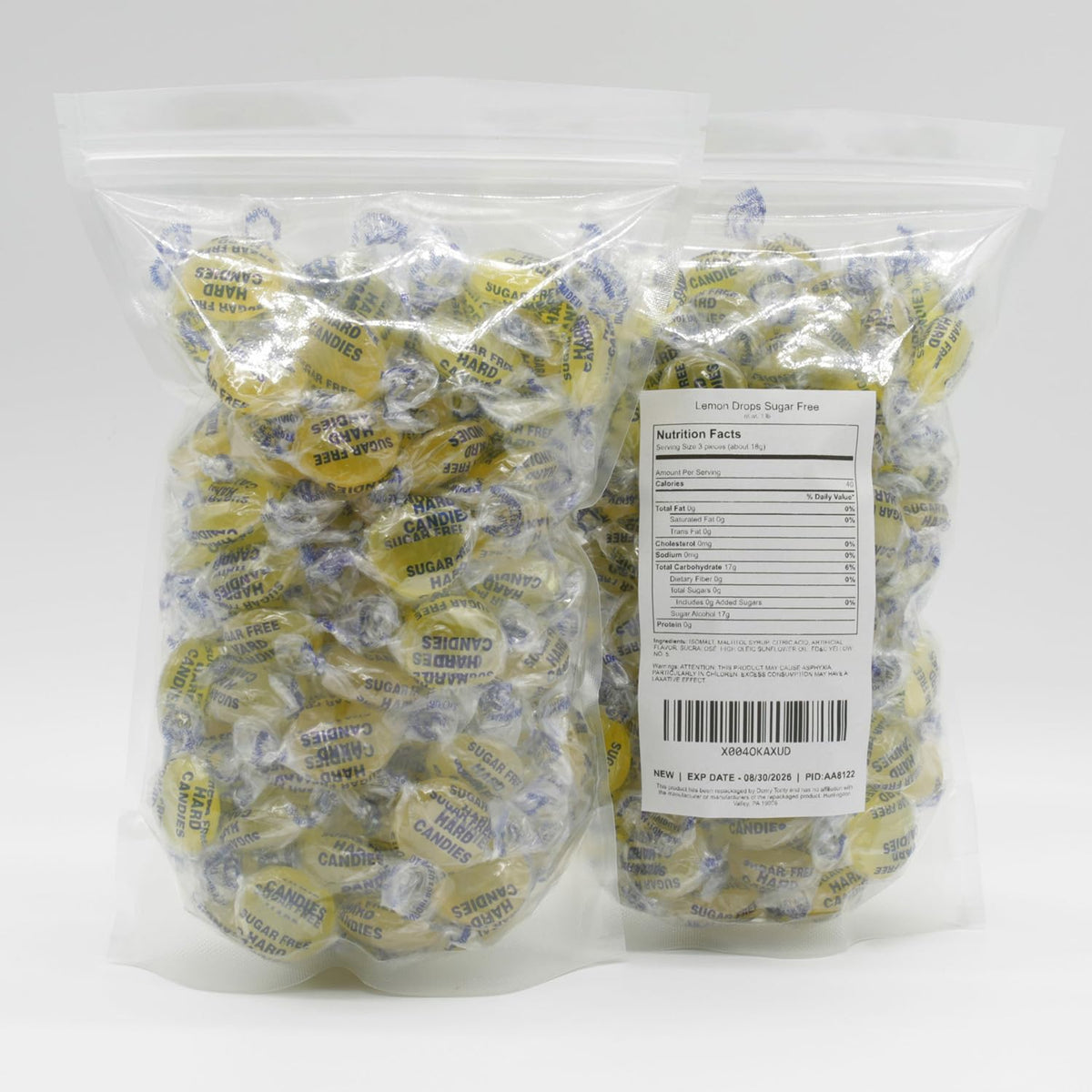 Donty-Tonty Lemon Drops close-up reveals glossy, tangy surface for a crisp sugar-free treat.