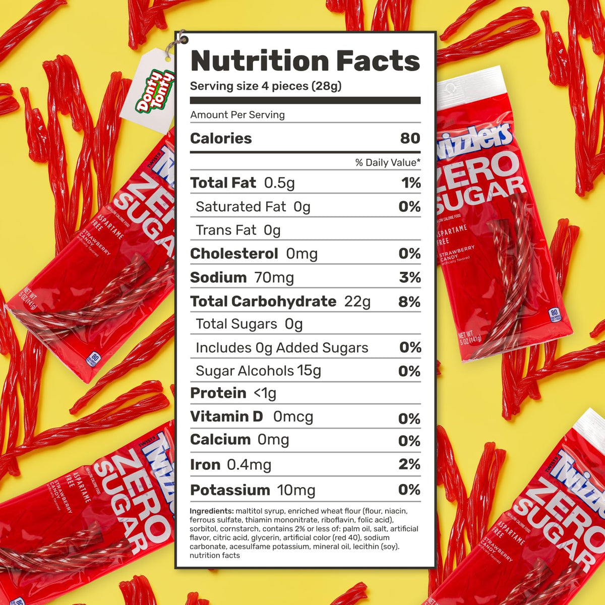 Leisure time treat with Donty-Tonty sugar-free red licorice strawberry twists