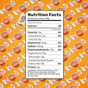 Donty-Tonty sugar-free butterscotch hard candy piece close-up reveals smooth finish.