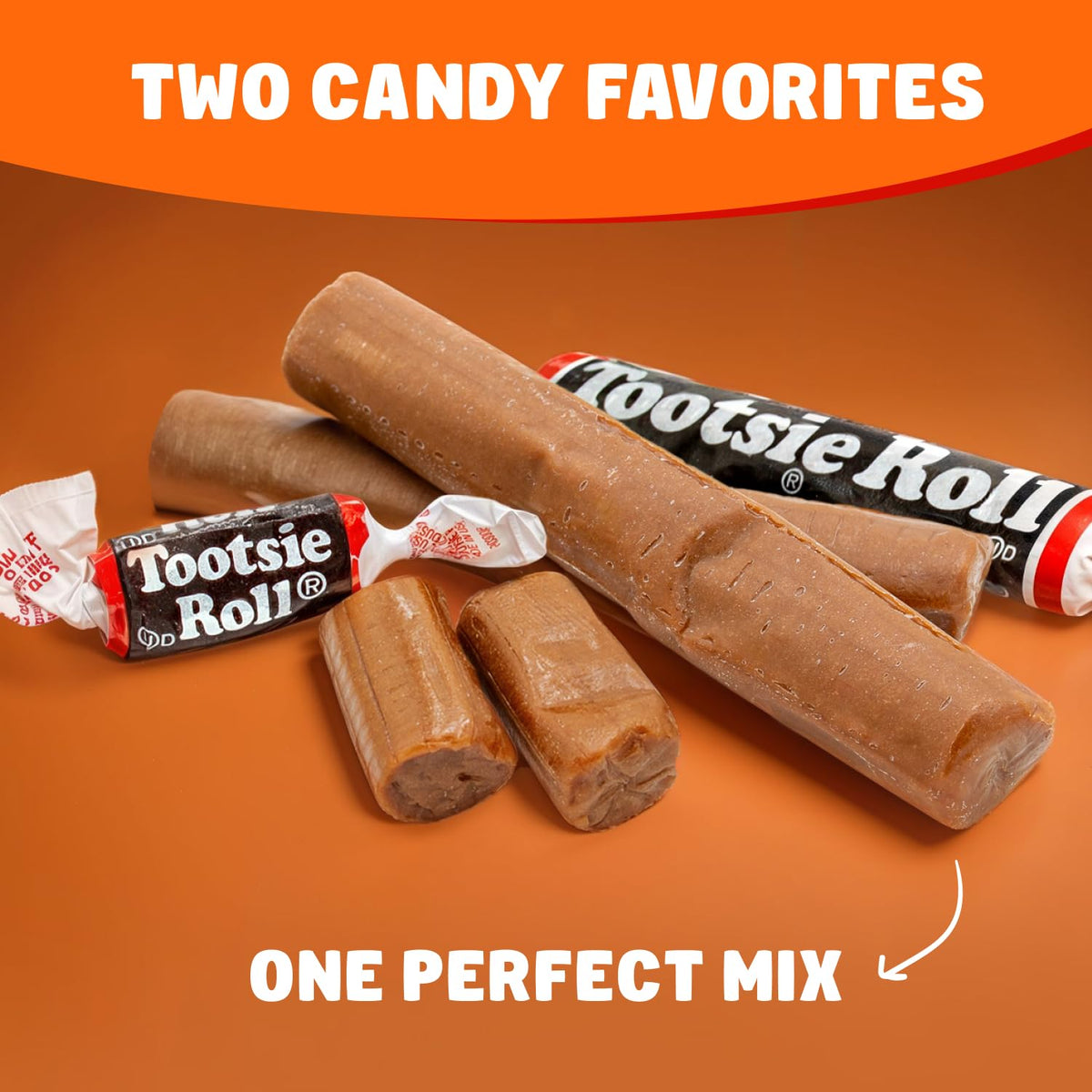 Donty-Tonty Tootsie Rolls chewy texture close-up showing cocoa centers.