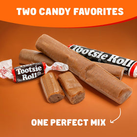Donty-Tonty Tootsie Rolls chewy texture close-up showing cocoa centers.