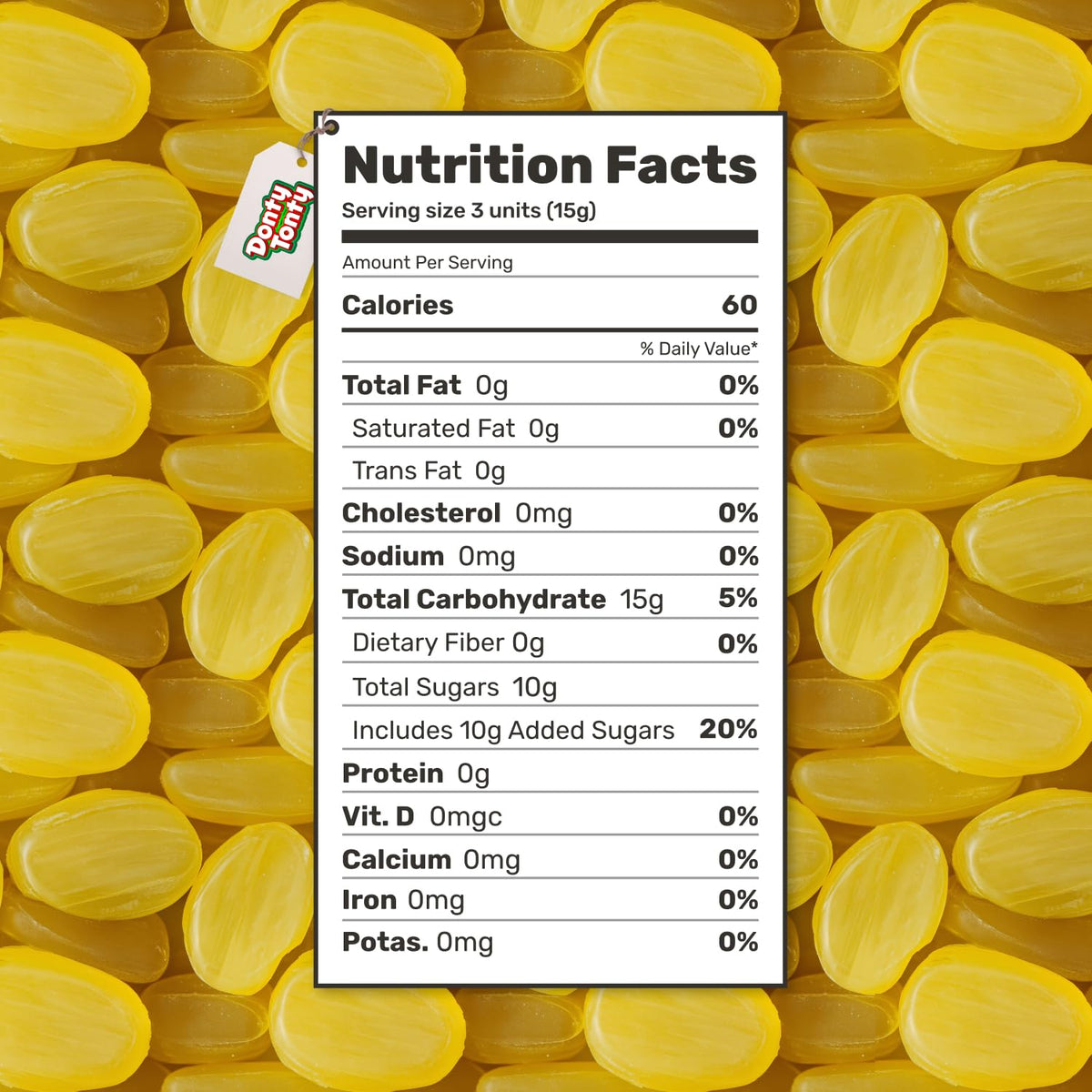 Donty-Tonty Turmeric Ginger ingredients highlight real spices for a wholesome bite.