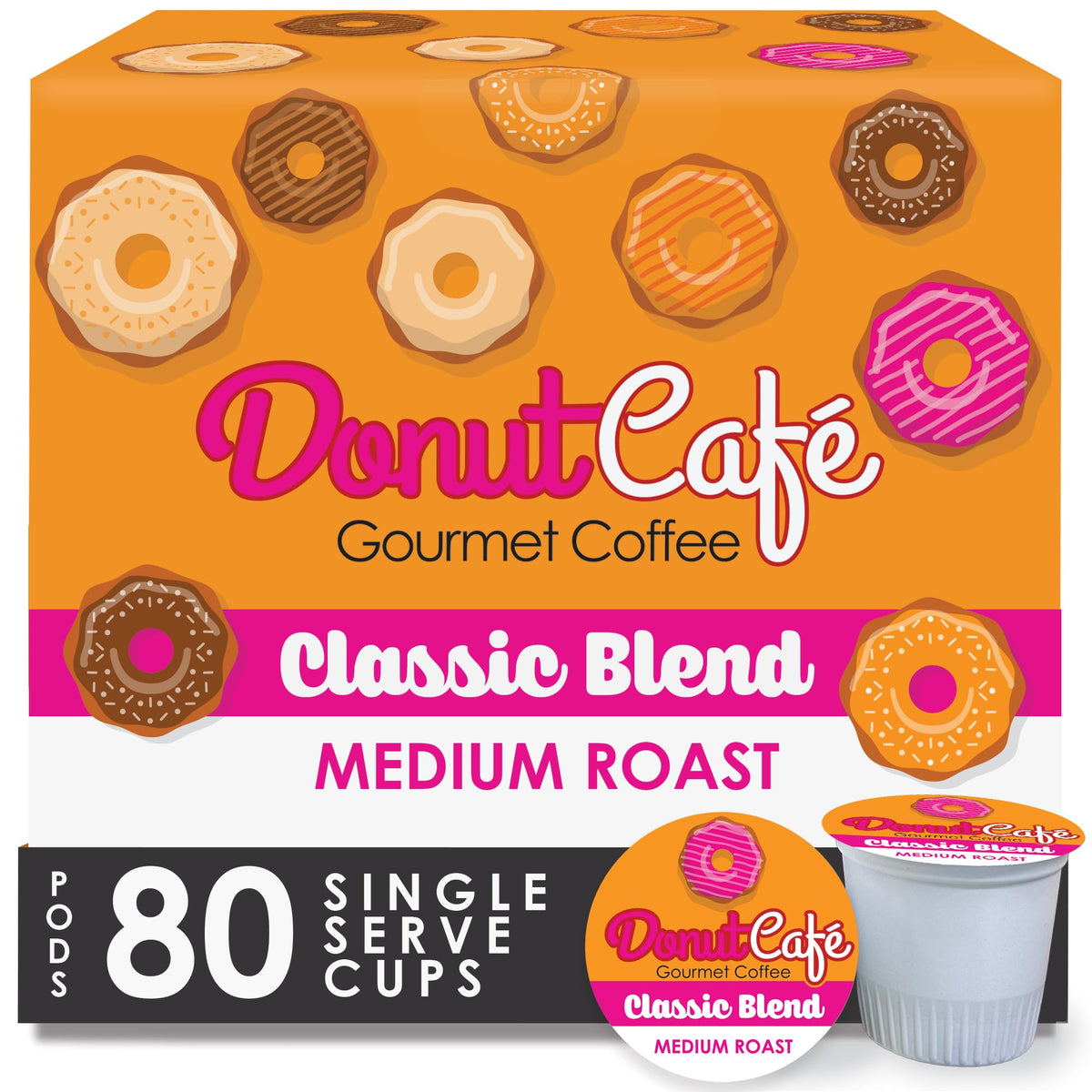 Donut Café Classic Blend pod shown for a smooth, balanced daily coffee ritual