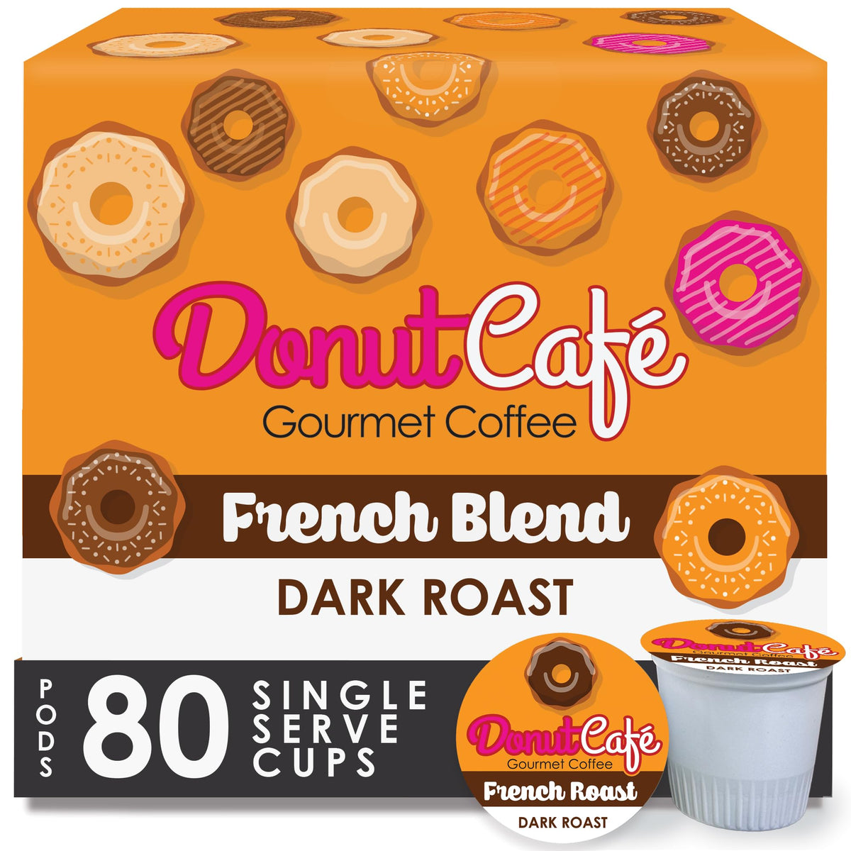 Donut Café French Roast K-Cup Pack shows bold flavor for a quick morning boost.