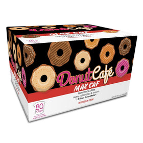 Donut Café intense dark roast pods deliver a rich aroma and strong brew.