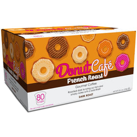 Donut Café K-Cups close-up reveals rich color and premium blend notes.