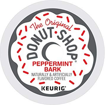 Donut Shop Classics Peppermint Bark K-Cups for Keurig, convenient single-serve coffee with peppermint bite.