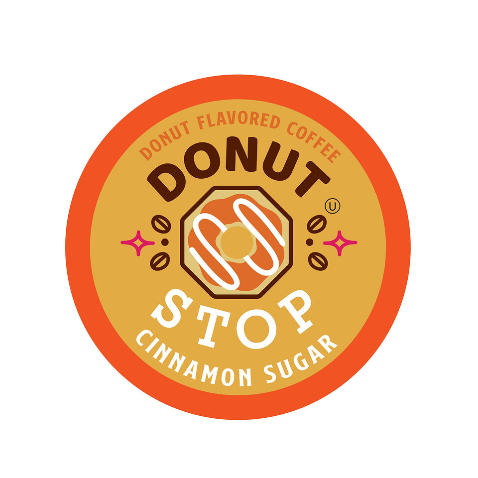 Donut Stop Cinnamon Sugar coffee pod ready for Keurig brewers for a cozy start.