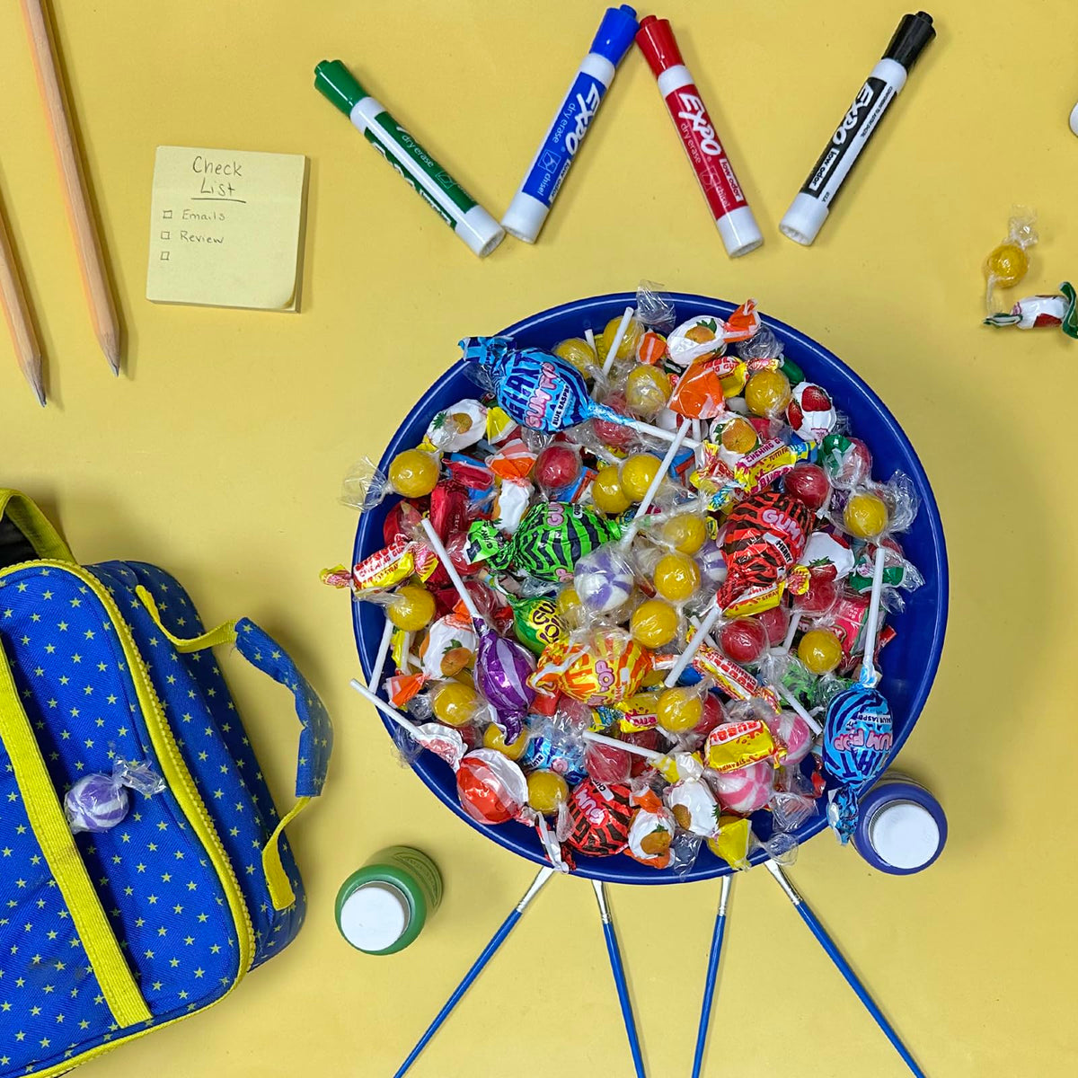 Dooboe assorted lollipops and gum ready for classroom rewards.
