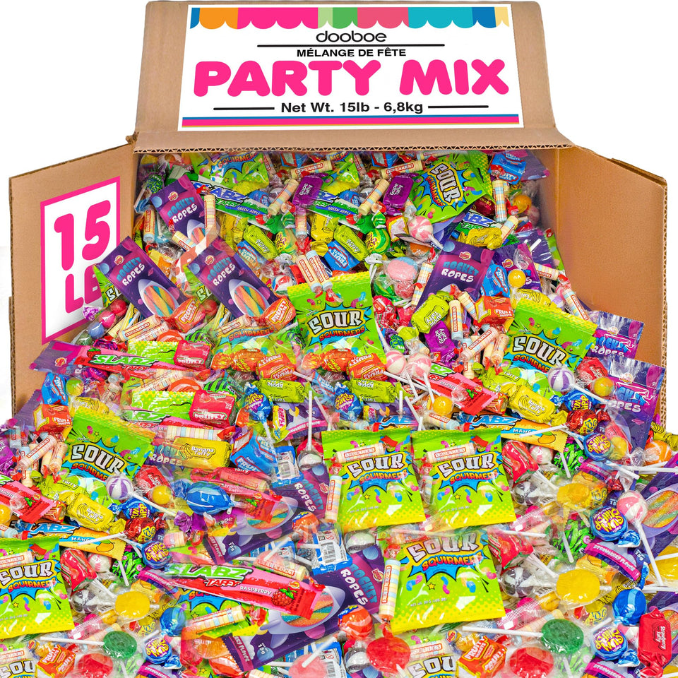 Dooboe bulk 15lb assortment—vibrant wrapped sweets for parties and gatherings.