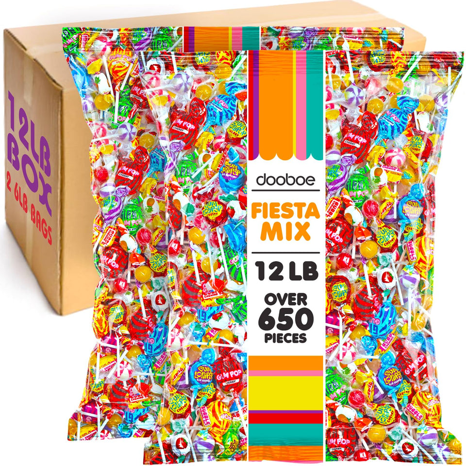 Dooboe Cinco De Mayo bulk candy bag shows assorted lollipops for pinatas and parties.