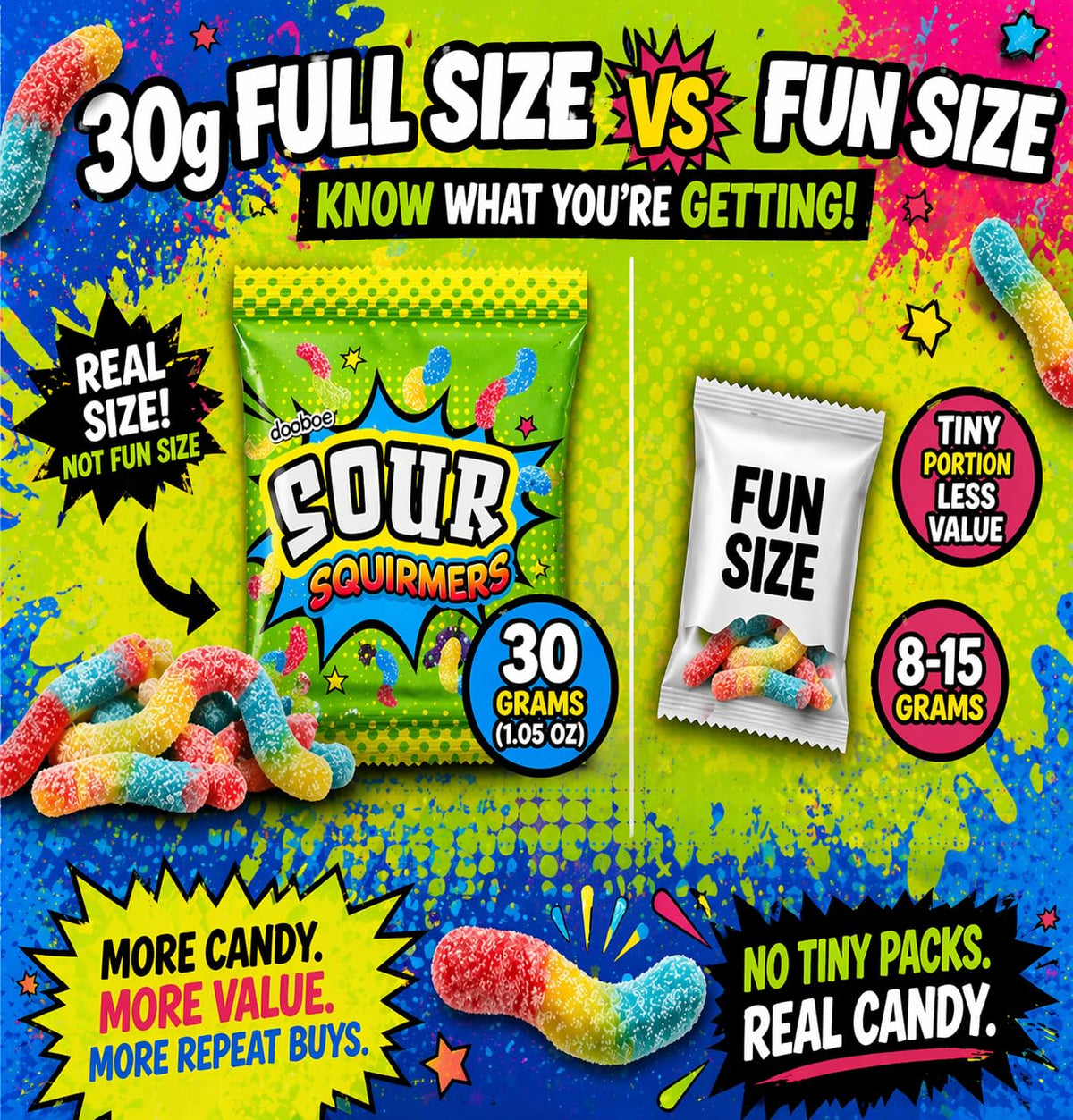 Dooboe classroom rewards candy with bulk sour worms for rewards