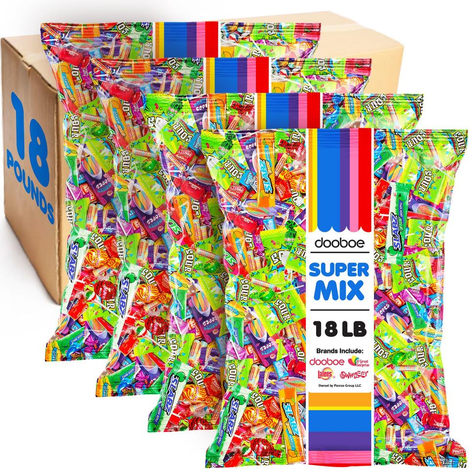 Dooboe huge candy assortment in an 18-pound bulk bag for parties and events.