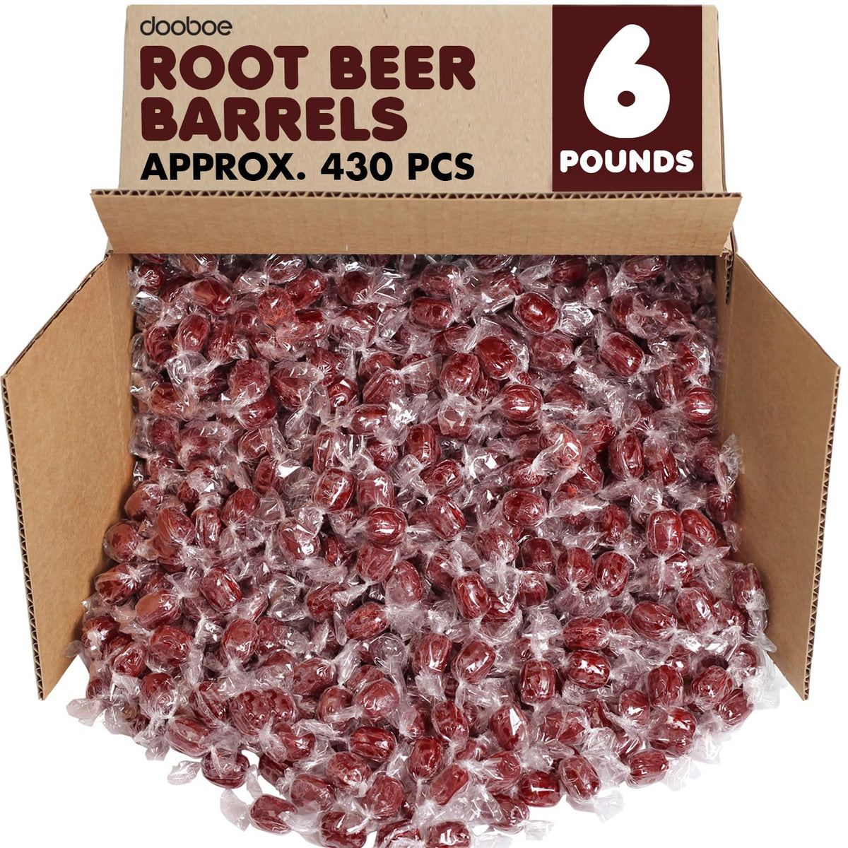 Dooboe Root Beer Barrels bulk-pack view ideal for parties and pantry stocking.