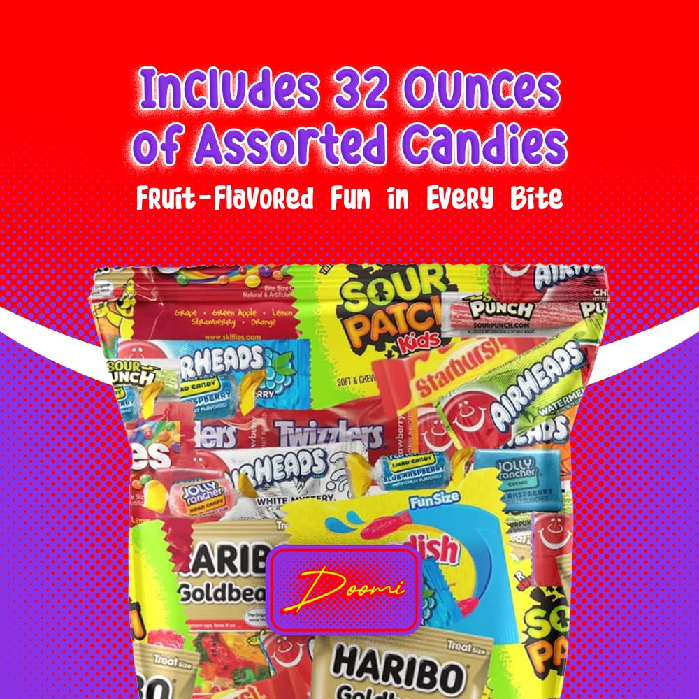 Doomi bulk fruit candy 32oz individually wrapped pieces, convenient on-the-go.