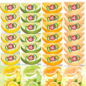 Doomi Truae Lemon single-serve packet next to a glass of lemon water showing fresh flavor