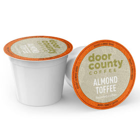 Door County Coffee Almond Toffee Ground cup pour releasing rich aroma