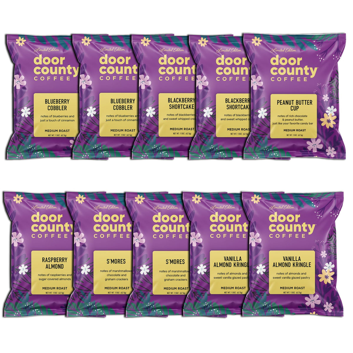 Door County Coffee Blueberry Cobbler Spring Sampler – vibrant morning flavor to start your day.
