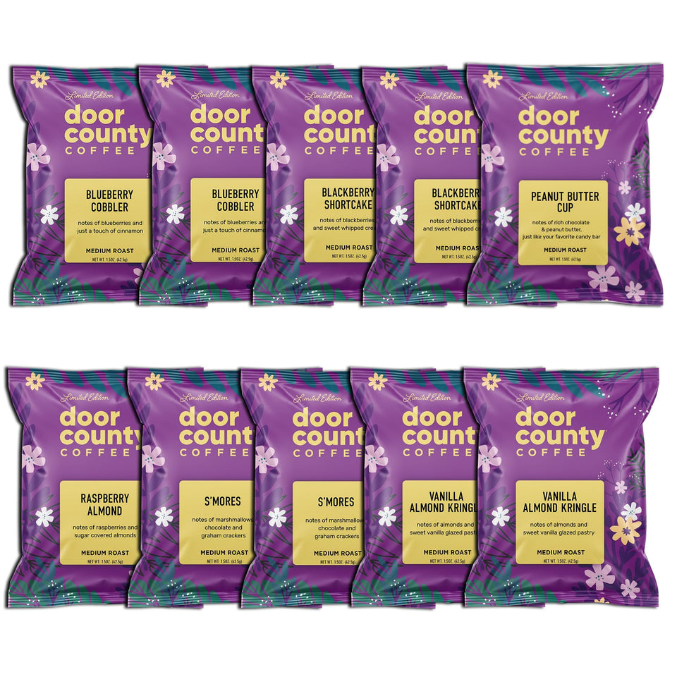 Door County Coffee Blueberry Cobbler Spring Sampler – vibrant morning flavor to start your day.