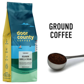 Door County Coffee Bourbon Vanilla Cream ground ready for drip brewing with consistent flavor