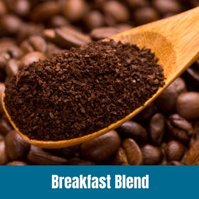 Door County Breakfast Blend ground coffee ready for drip, pour-over, or French press