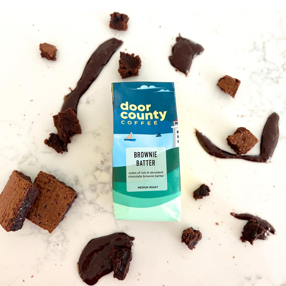 Door County Coffee Brownie Batter Ground in French press preparation