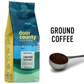 Door County Cinnamon Hazelnut DECAF brewing in drip maker for a smooth cup