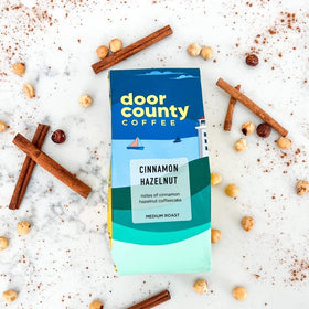 Door County Coffee Cinnamon Hazelnut pour-over showcase for even drip flavor.