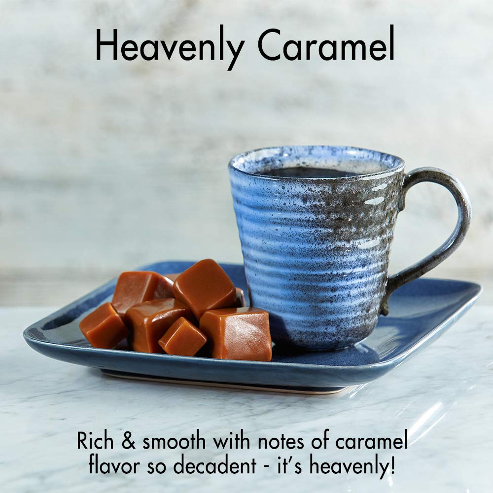 Door County Coffee Heavenly Caramel brew pour captures smooth caramel-forward flavor ready for your cup