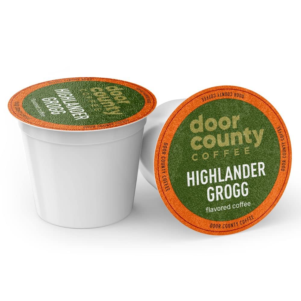 Closeup of Highlander Grogg ground bag highlights premium Arabica beans.