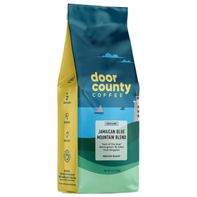 Door County Coffee Jamaican Blue Mountain ground bag ready for easy brewing.