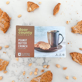 Door County Coffee Peanut Butter Crunch beans closeup highlights premium Arabica quality