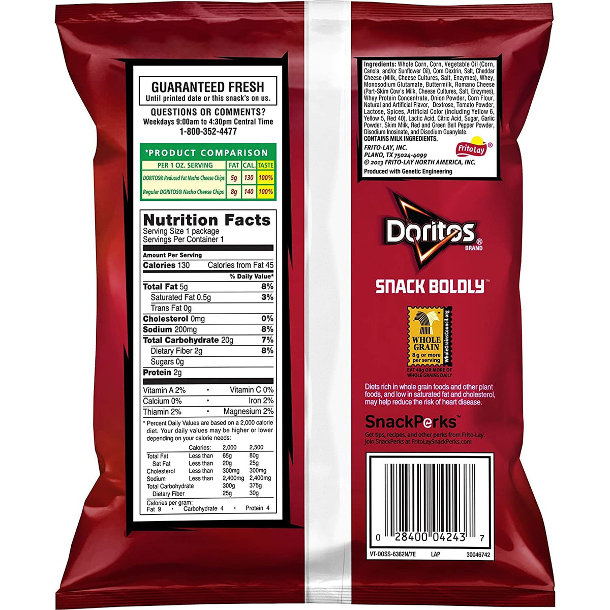 Doritos 72-count pack display for bulk snacking at home, school, or work.