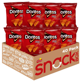 Doritos Nacho Cheese 1oz bag pack, convenient lunch-ready snack.