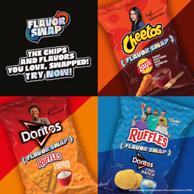 Close-up of Doritos Ruffles Flavor Swap Cheddar & Sour Cream texture and ridges