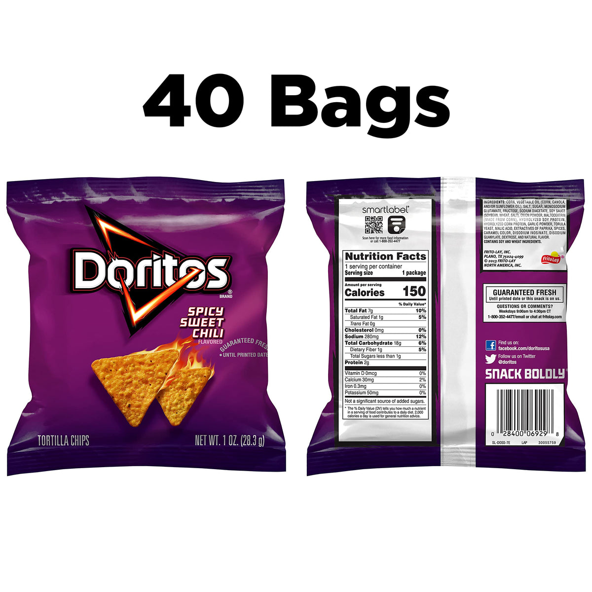 Doritos Spicy Sweet Chili pack shot, perfect for stocking up at gatherings.
