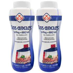 Dos Anclas Sal Parrillera pack front angle, easy two-shaker setup for grilling perfection.