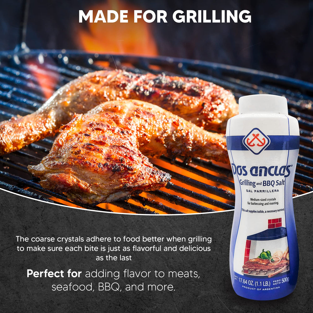 Dos Anclas Sal Parrillera adds light seasoning to vegetables and dips.